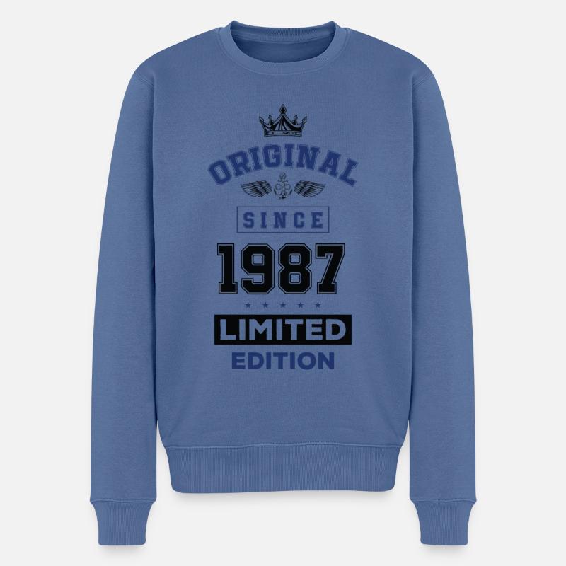 1987 Anniversaire en édition limitée - Pull Premium bio Homme - bleu pigeon