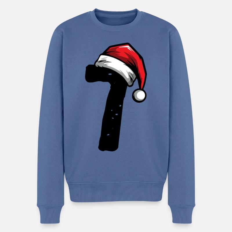 7 Numéro de Noël - Pull Premium bio Homme - bleu pigeon