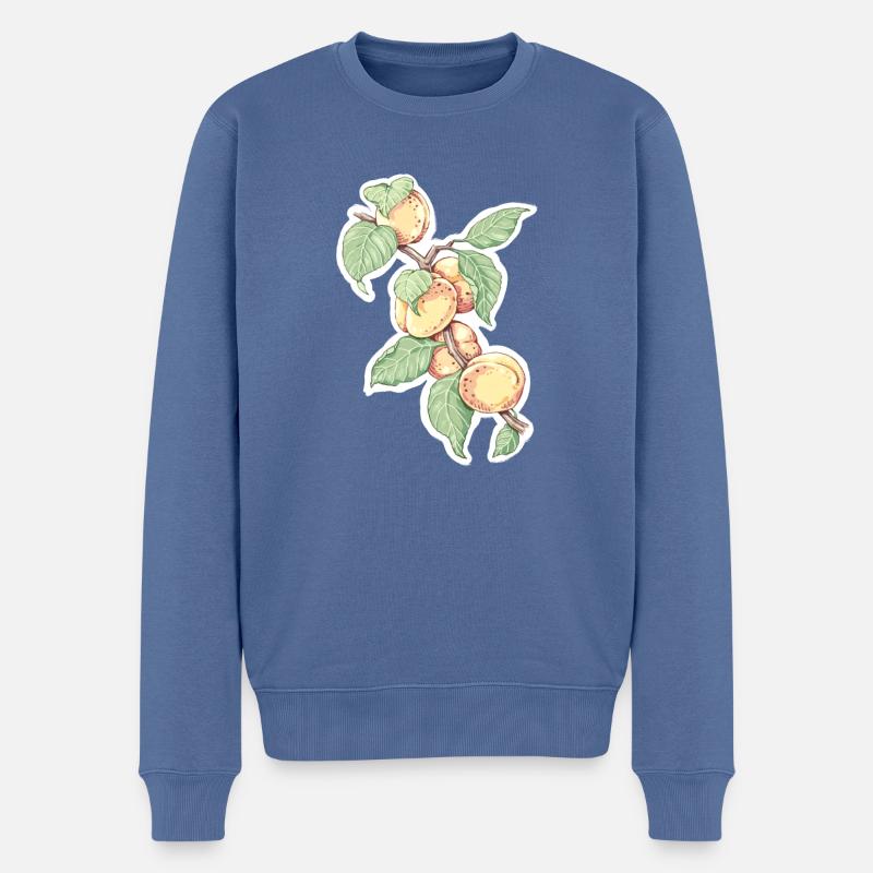 Ein Zweig Aprikosen oder Pfirsiche - Männer Premium Bio Pullover - Taubenblau