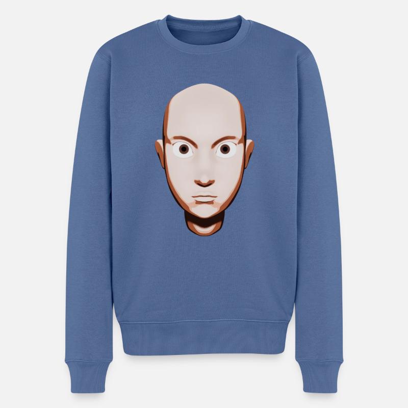 Stilisiertes Cartoon-Porträt - Männer Premium Bio Pullover - Taubenblau