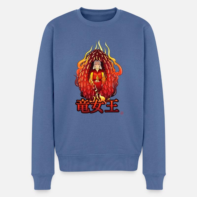 Königin der Drachen - Männer Premium Bio Pullover - Taubenblau