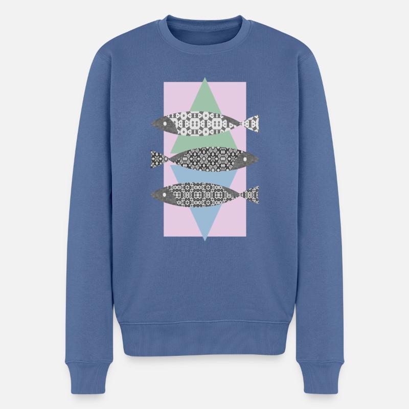 Fische - Männer Premium Bio Pullover - Taubenblau