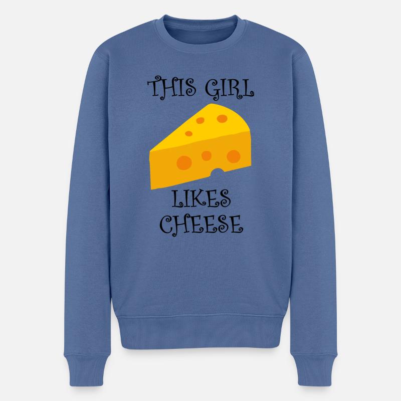 Mädchen isst gerne Käse Lustiges Sprichwort Essen - Männer Premium Bio Pullover - Taubenblau