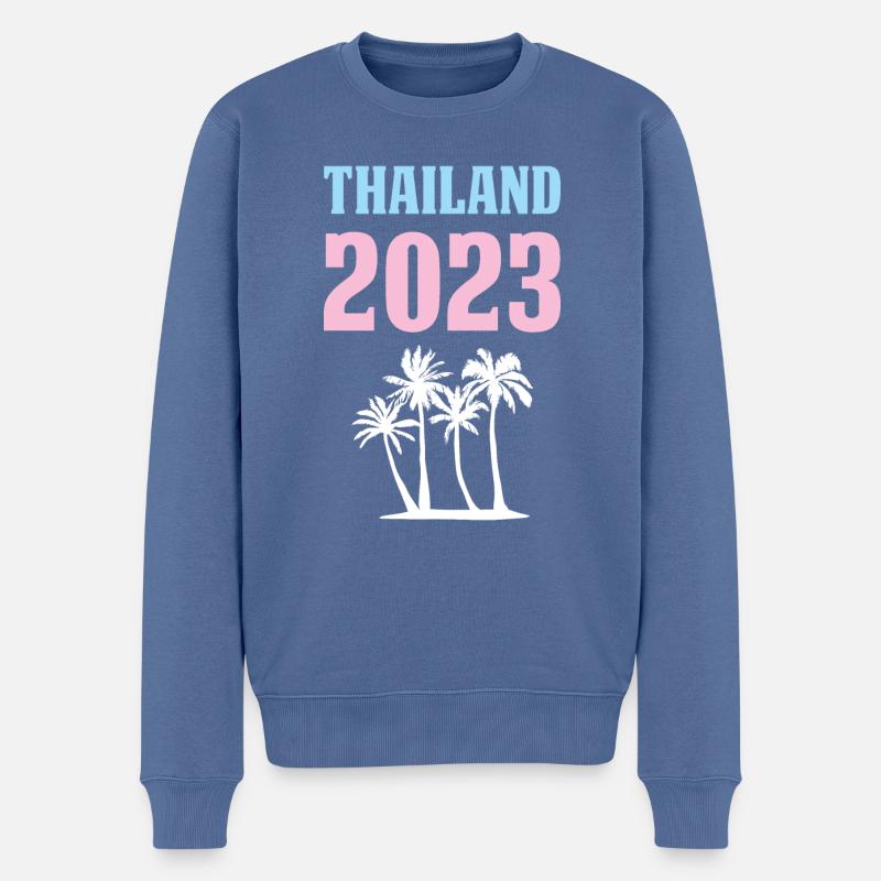 Thailand 2023 - Männer Premium Bio Pullover - Taubenblau