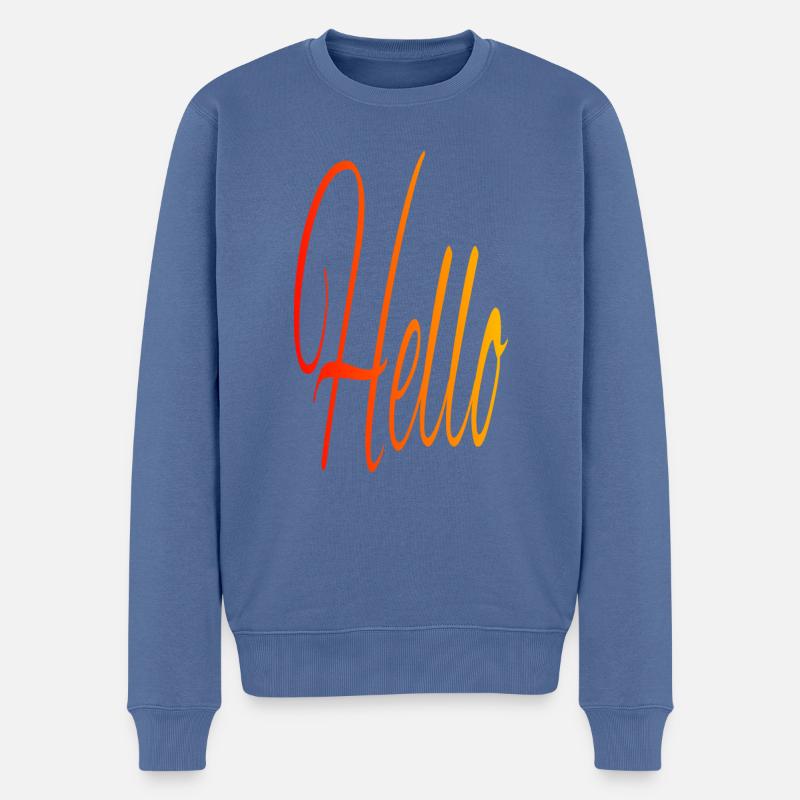 Hello - Pull Premium bio Homme - bleu pigeon