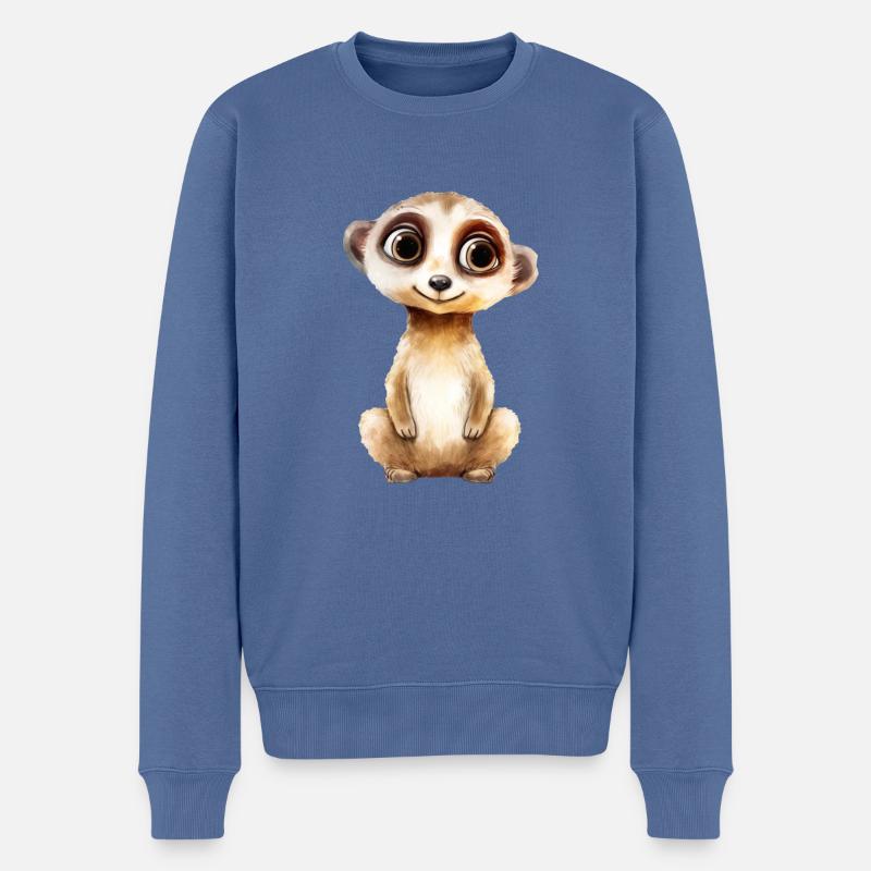 Suricate Dessin Aquarelle - Pull Premium bio Homme - bleu pigeon