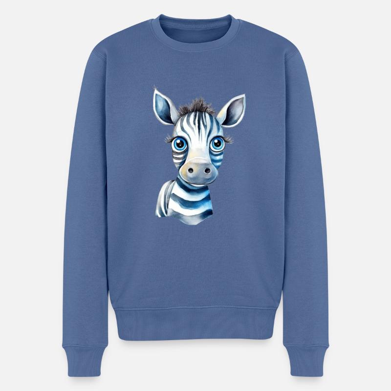 Zoo d’aquarelle Zebra - Pull Premium bio Homme - bleu pigeon
