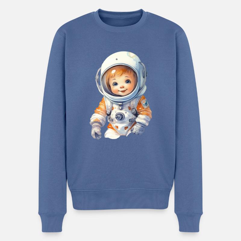 Astronaut Wasserfarben Zeichnung - Männer Premium Bio Pullover - Taubenblau