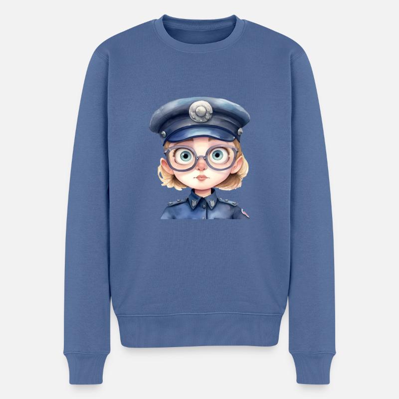 Dessin d’aquarelles de policière - Pull Premium bio Homme - bleu pigeon