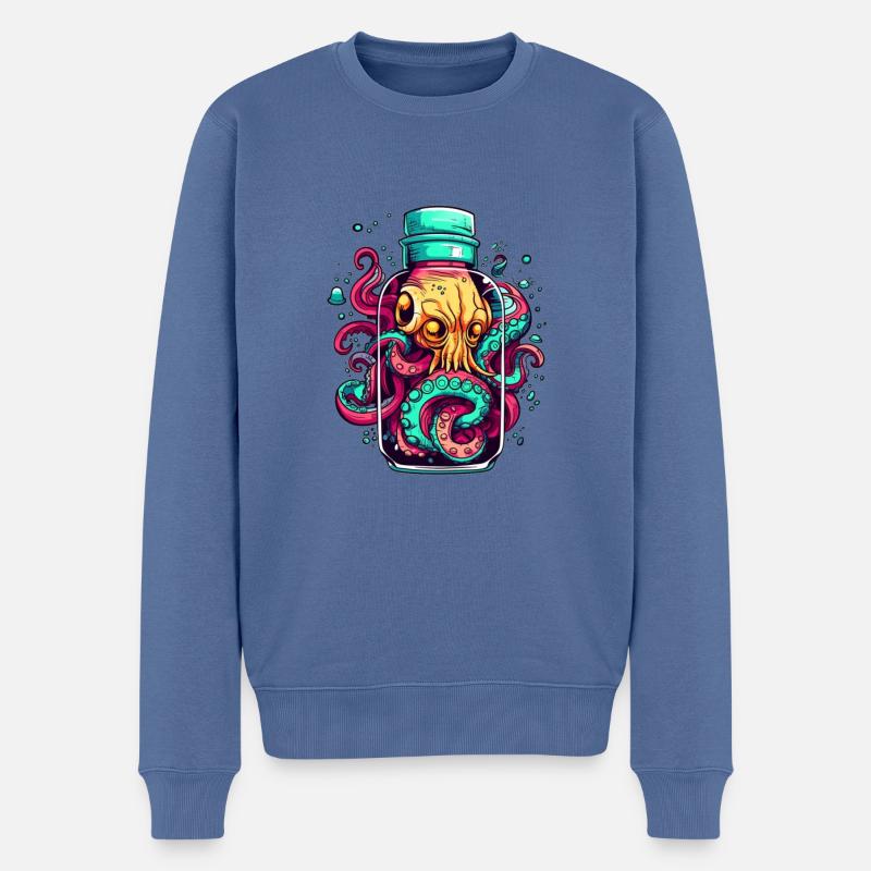 Oktopus Tattoo Zeichnung - Männer Premium Bio Pullover - Taubenblau