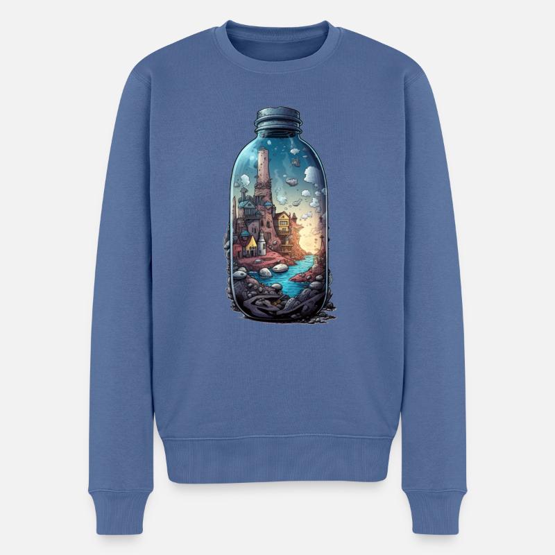 Versunkene Stadt Tattoo Zeichnung - Männer Premium Bio Pullover - Taubenblau