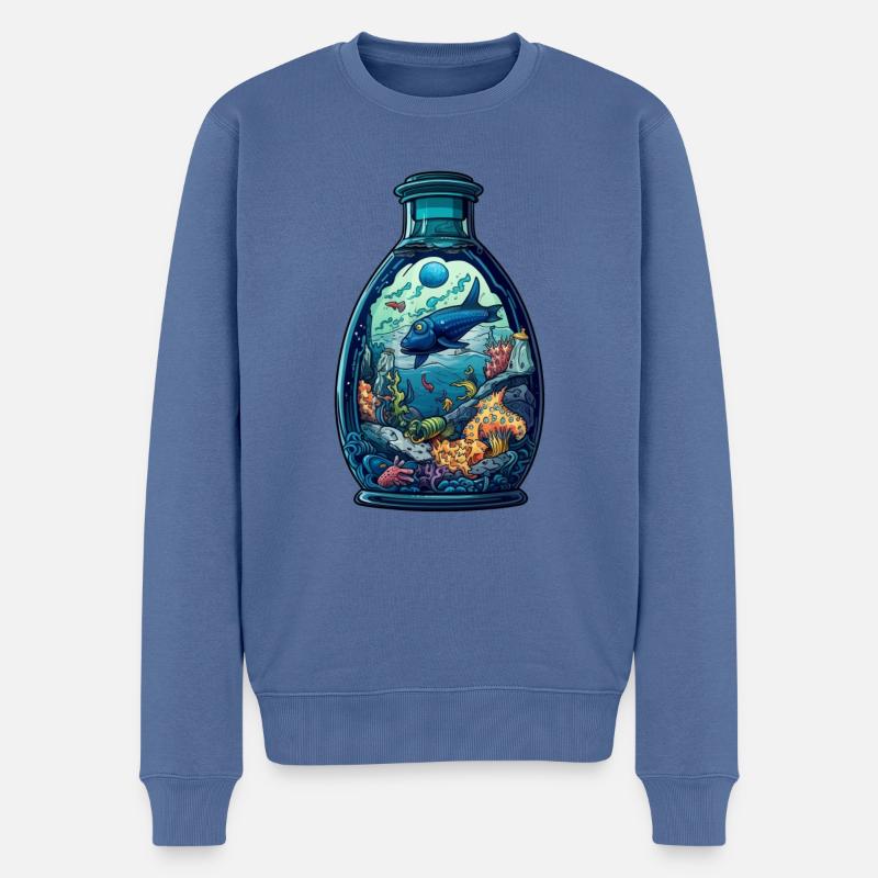 Dessin de bouteille océanique - Pull Premium bio Homme - bleu pigeon