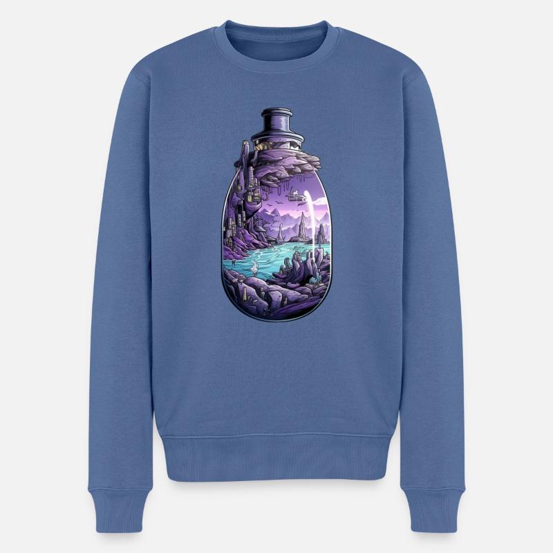 Dessin de bouteille Sunken City - Pull Premium bio Homme - bleu pigeon