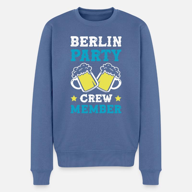 Berlin Party Crew - Pull Premium bio Homme - bleu pigeon