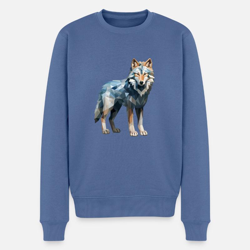 Dessin géométrique Wolf - Pull Premium bio Homme - bleu pigeon