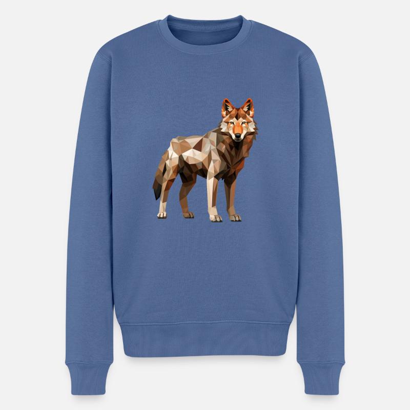 Dessin géométrique Wolf - Pull Premium bio Homme - bleu pigeon