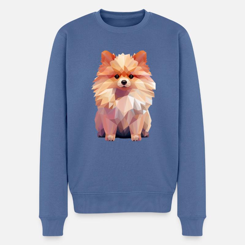 Zwergspitz Geometrisch Zeichnung - Männer Premium Bio Pullover - Taubenblau