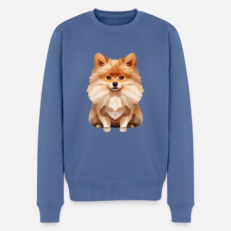 Zwergspitz Geometrisch Zeichnung - Männer Premium Bio Pullover - Taubenblau