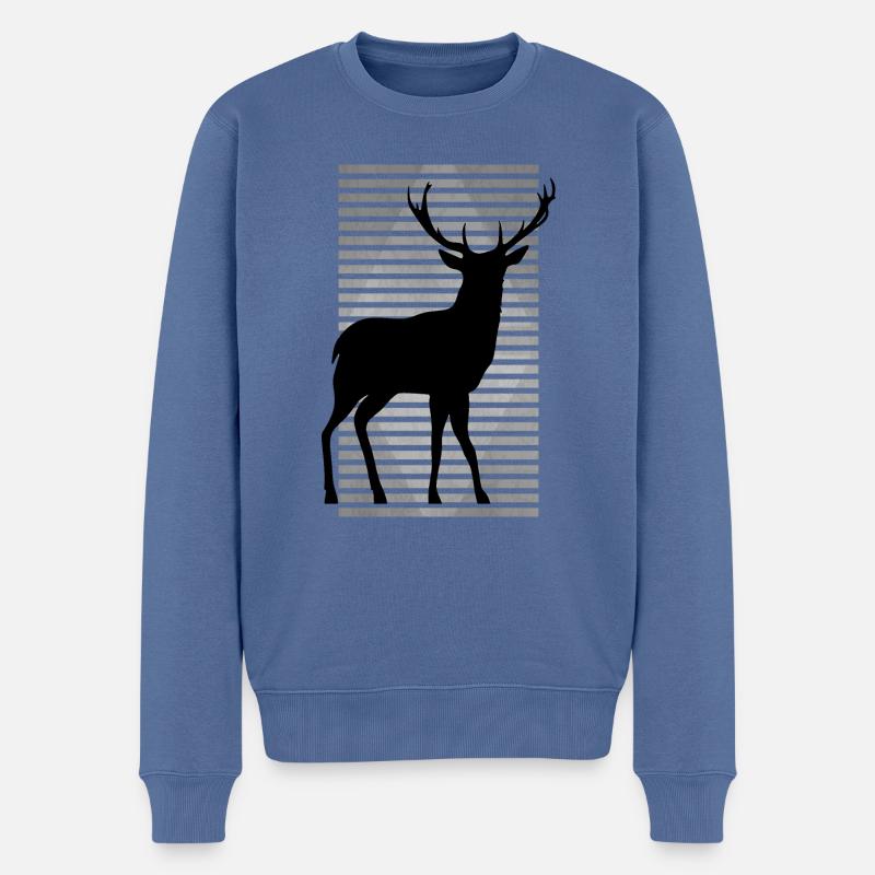 Cerf - Pull Premium bio Homme - bleu pigeon
