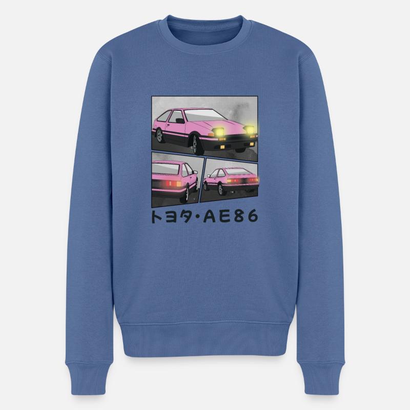 POP PINK CAR COMIC / POP UP HEADLIGHTS HATCHBACK - Männer Premium Bio Pullover - Taubenblau