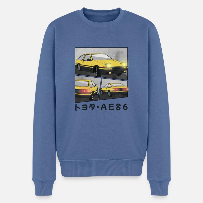 SUNBURST CAR COMIC / POP UP HEADLIGHTS HATCHBACK - Männer Premium Bio Pullover - Taubenblau