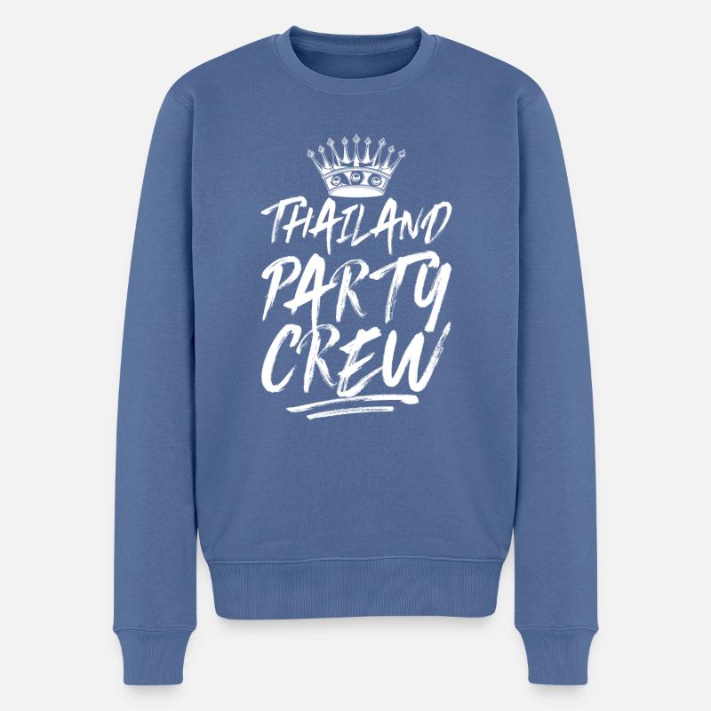 Thailand Party Crew Spruch - Männer Premium Bio Pullover - Taubenblau