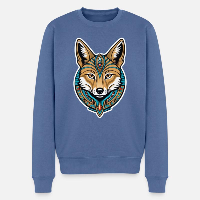 Chacal Égyptien Néo Traditionnel - Pull Premium bio Homme - bleu pigeon