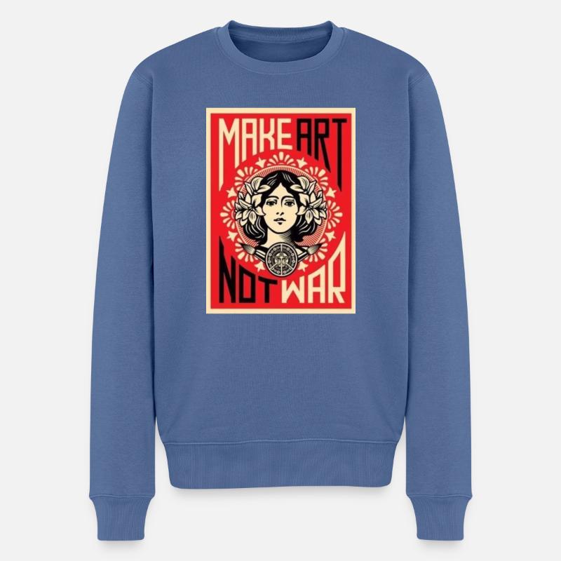 MAKE ART NOT WAR - Pull Premium bio Homme - bleu pigeon