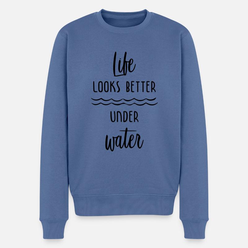 Life looks better under water - Pull Premium bio Homme - bleu pigeon