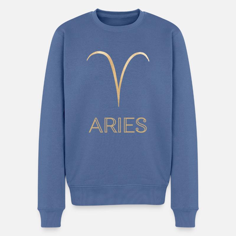 ARIES Zodiac - Männer Premium Bio Pullover - Taubenblau