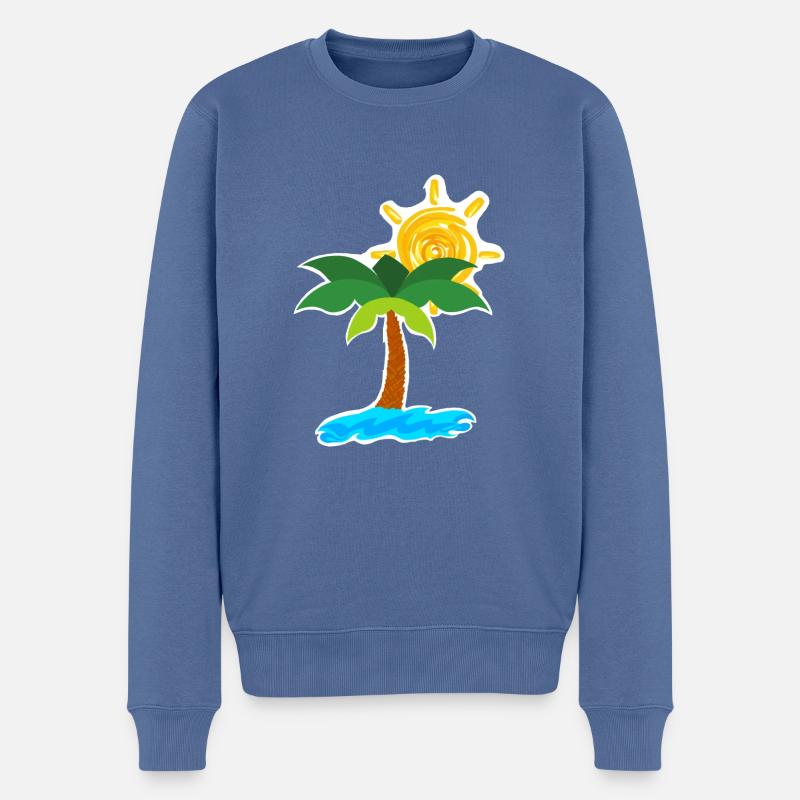 Palmiers sur la plage - Pull Premium bio Homme - bleu pigeon