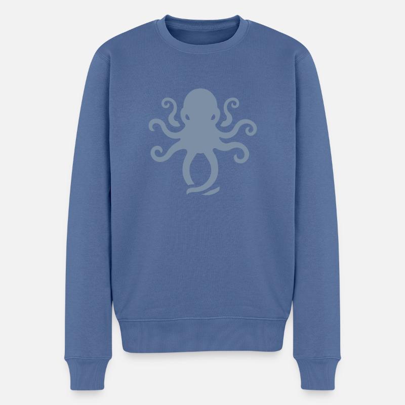 octo mad logo - Männer Premium Bio Pullover - Taubenblau