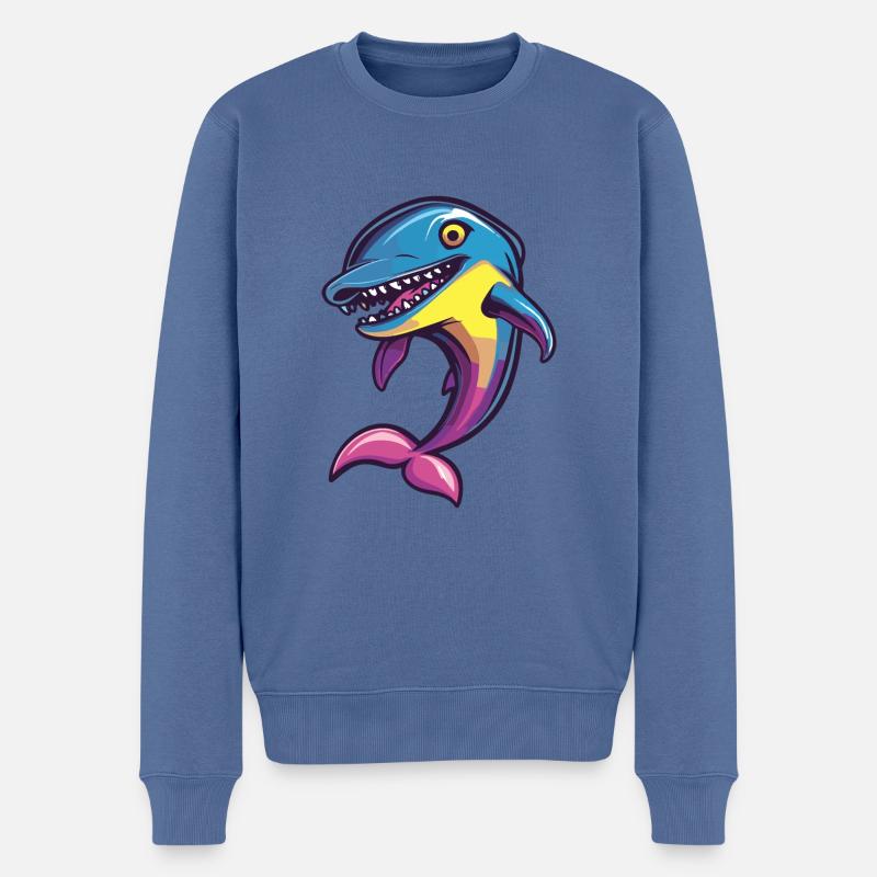 Delfin Halloween Tier - Männer Premium Bio Pullover - Taubenblau