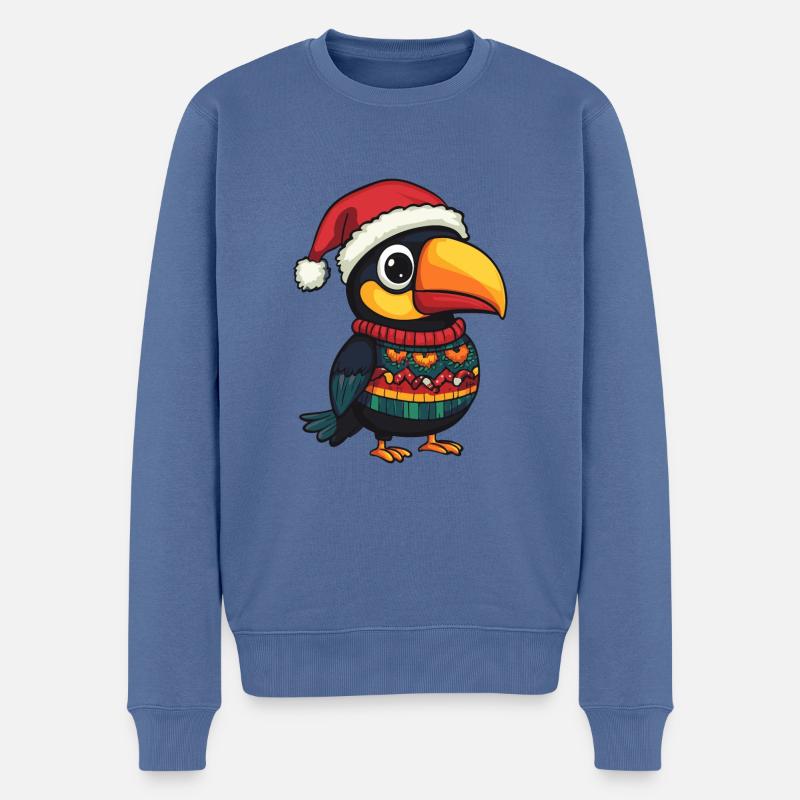 Tukan Vogel Weihnachten Comic - Männer Premium Bio Pullover - Taubenblau