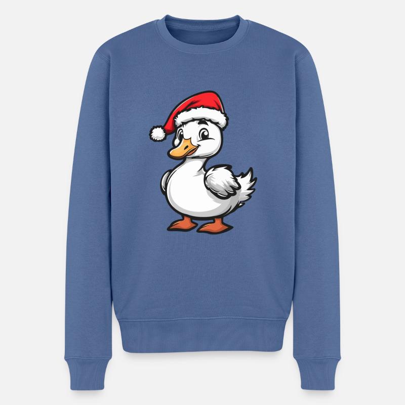 Gans Weihnachten Niedlich - Männer Premium Bio Pullover - Taubenblau