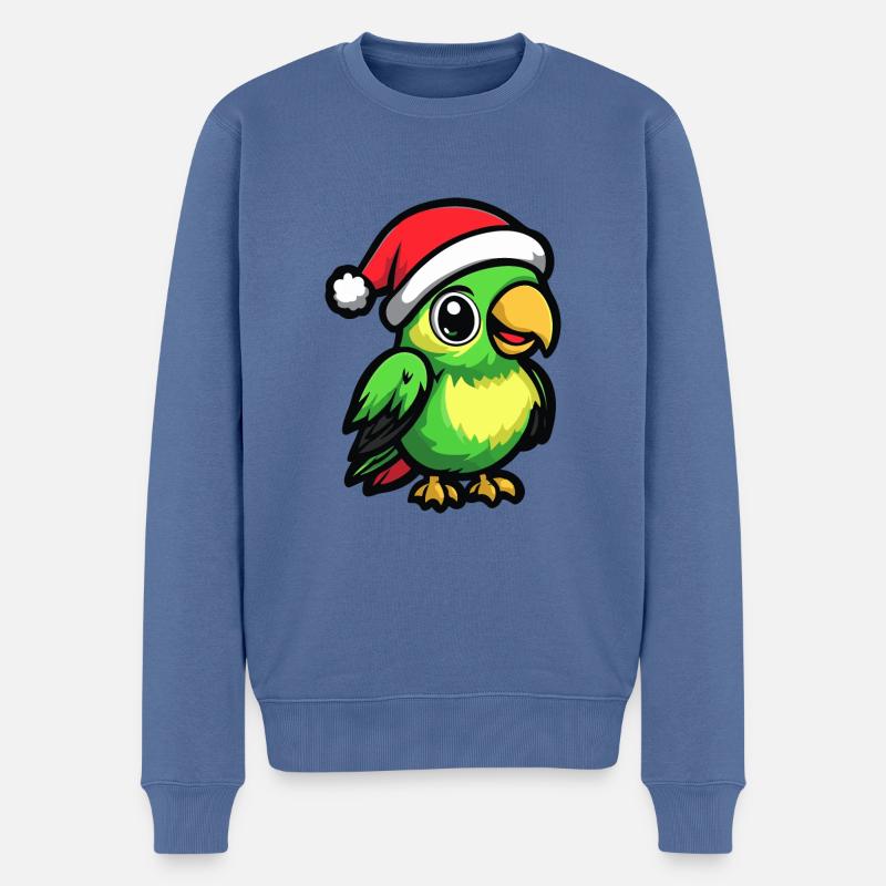 Perroquet Noël mignon - Pull Premium bio Homme - bleu pigeon