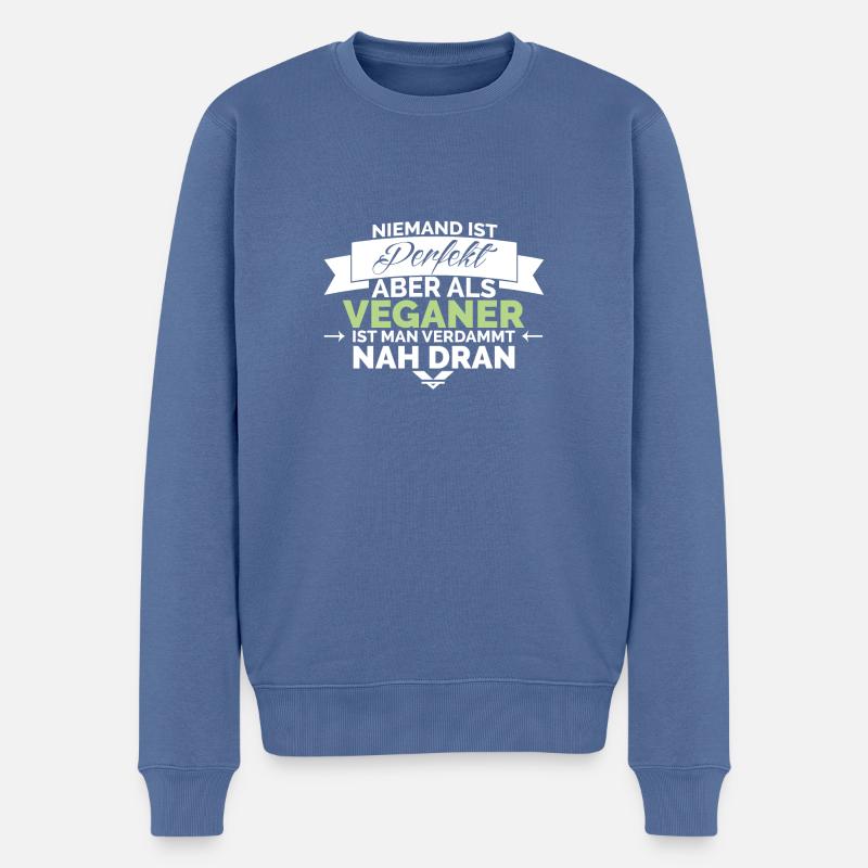 VEGANER - Männer Premium Bio Pullover - Taubenblau