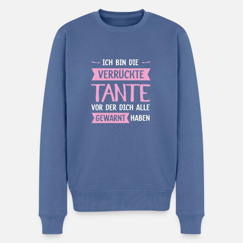 verrückte Tante - Männer Premium Bio Pullover - Taubenblau