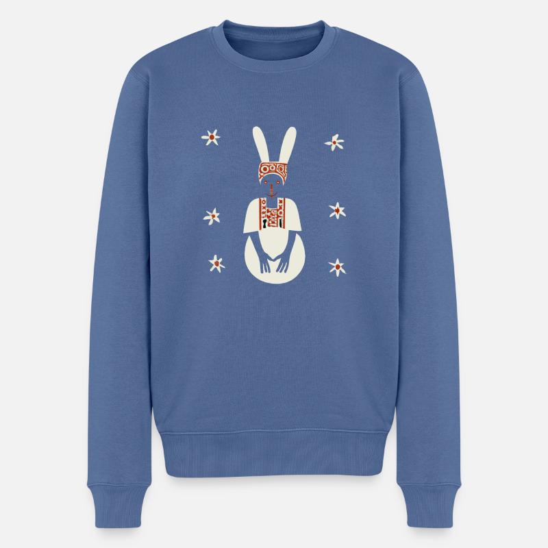 Ethno Hase - Männer Premium Bio Pullover - Taubenblau