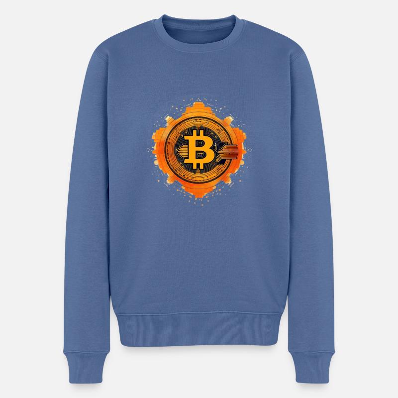 Bitcoin Logo abstrakt - Männer Premium Bio Pullover - Taubenblau