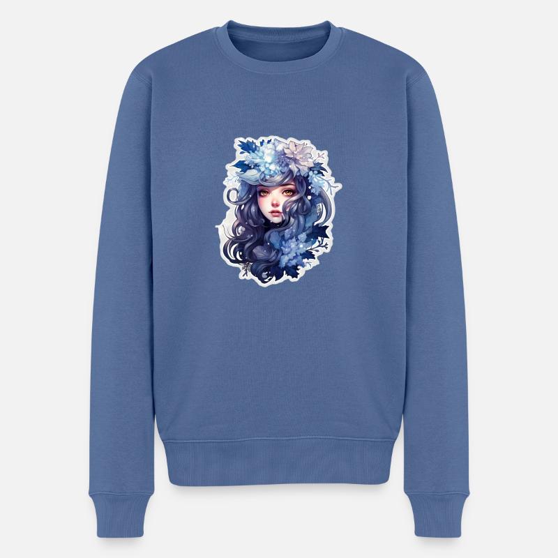 Schnee-Frost-Eis-Mädchen - Männer Premium Bio Pullover - Taubenblau