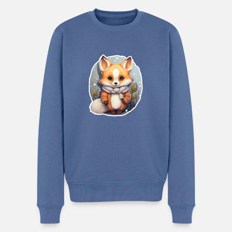 Fuchs im Winterlook - Männer Premium Bio Pullover - Taubenblau