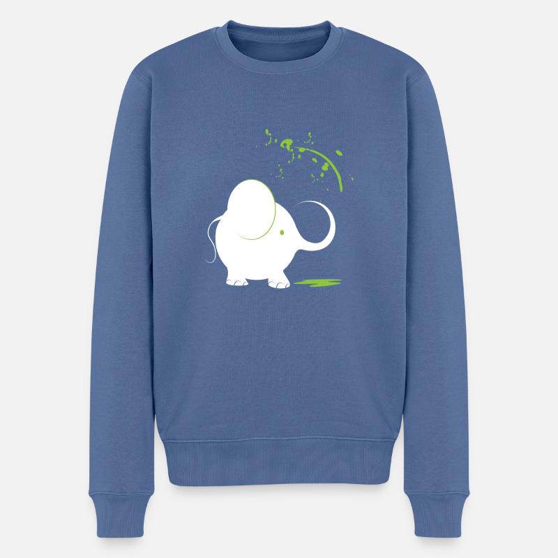 Weißer Elefant mit grüner Farbe - Männer Premium Bio Pullover - Taubenblau