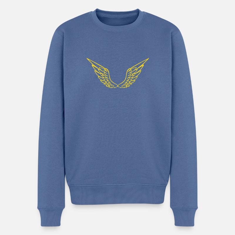 Flügel - Männer Premium Bio Pullover - Taubenblau