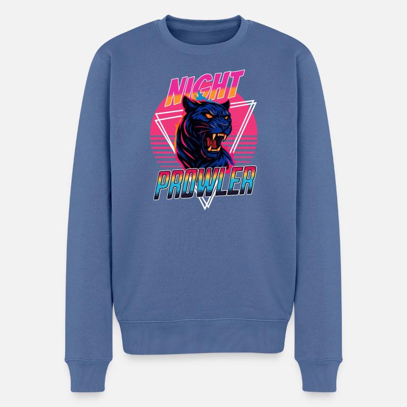 Night Prawler Retro Panther Design - Männer Premium Bio Pullover - Taubenblau