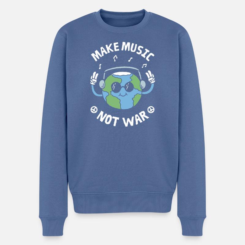 Make Music Not War - Männer Premium Bio Pullover - Taubenblau