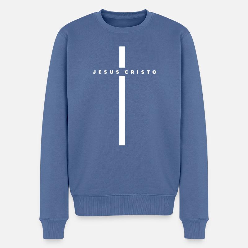 Jesus Christus - Männer Premium Bio Pullover - Taubenblau