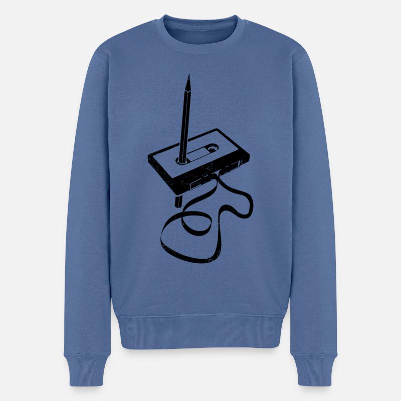 Cassette - Ruban Wrap - Bande Magnétique - Pull Premium bio Homme - bleu pigeon