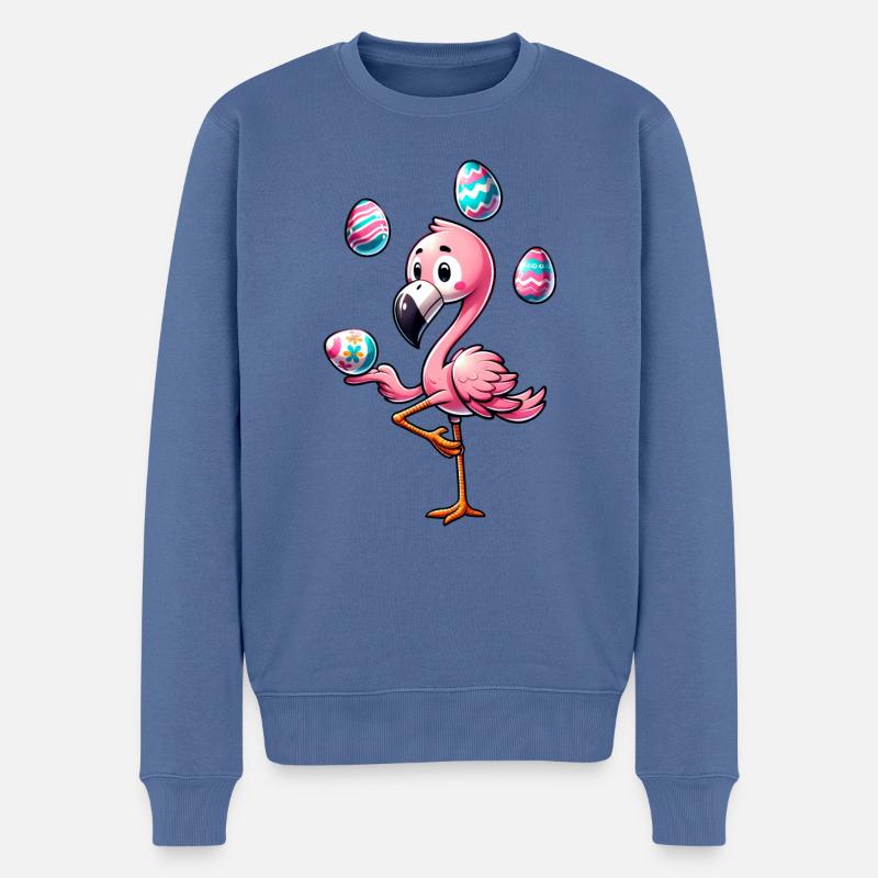 Flamingo Jongliert Ostereier Osterfest - Männer Premium Bio Pullover - Taubenblau