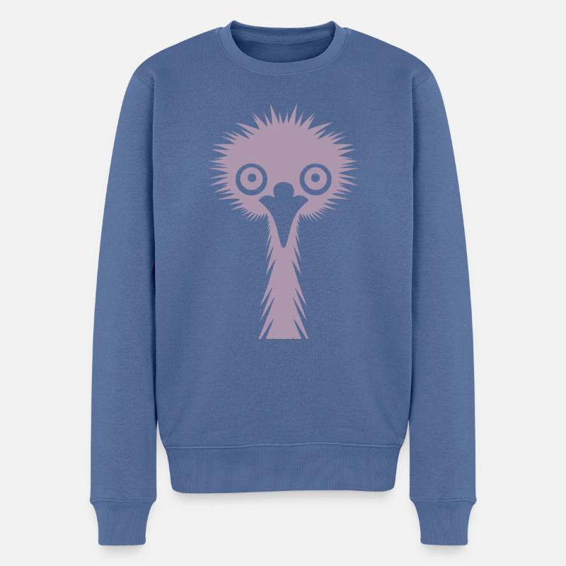 Silhouette aggraziata: Emù e struzzo in silhouette - Maglione ecologico premium da uomo - grigio-azzurro